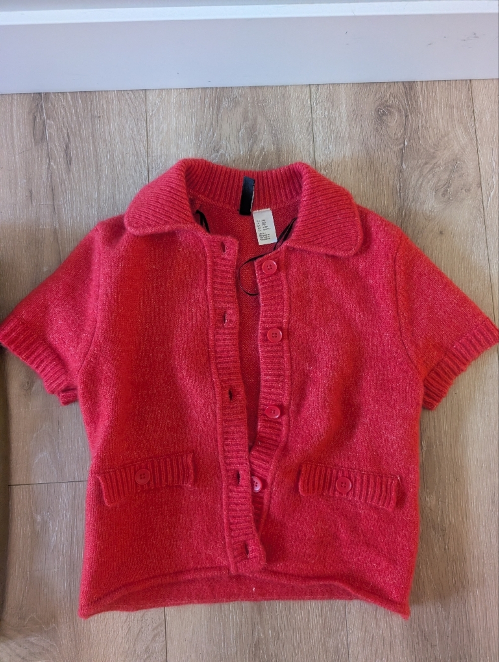 Zara Divided Bright Red Button-Front Knit Cardigan